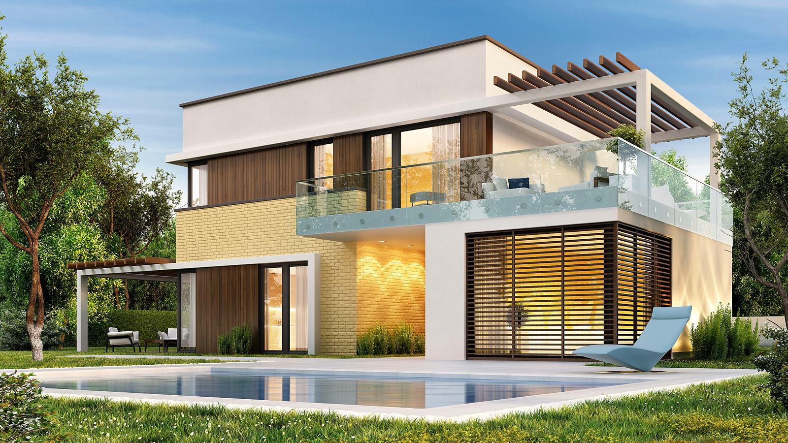 Contemporary two-storey home with a swimming pool